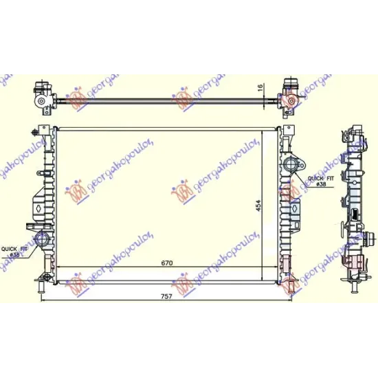 RADIATOR FOR ALL PETROL/DIESEL MANUAL (670x454x16) (MAHLE BEHR PREMIUM LINE) RADIATOR FOR ALL PETROL/DIESEL MANUAL (670x454x16) (MAHLE BEHR PREMIUM LINE)