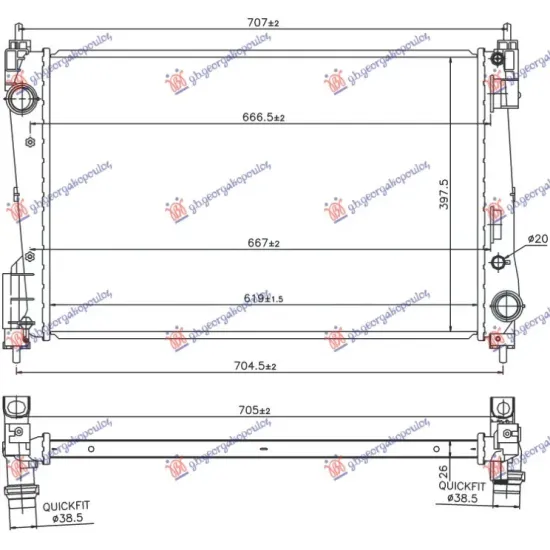 RADIATOR PETROL/DIESEL (619x398x26) (VALEO) RADIATOR PETROL/DIESEL (619x398x26) (VALEO)