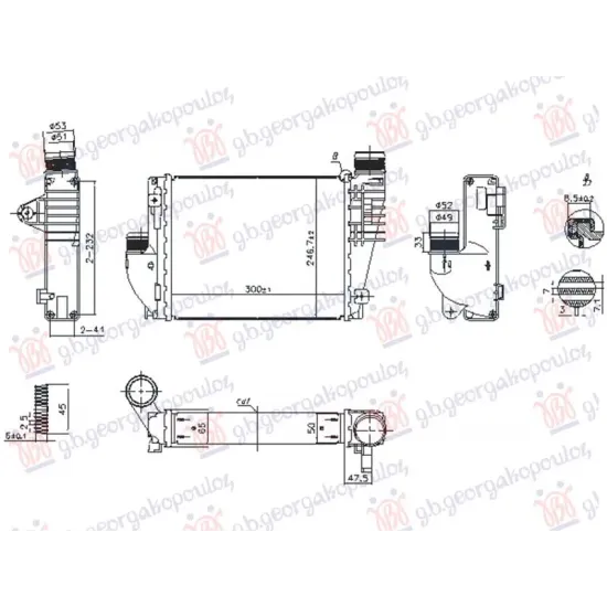RADIATOR INTERCOOLER 1.6-2.0 HDI-BlueHDI DIESEL (300x250x50) (VALEO) RADIATOR INTERCOOLER 1.6-2.0 HDI-BlueHDI DIESEL (300x250x50) (VALEO)