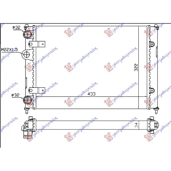 RADIATOR 1.0-1.3-1.4 PETROL - 1.7-1.9 DIESEL -AC (430x320) (VALEO) RADIATOR 1.0-1.3-1.4 PETROL - 1.7-1.9 DIESEL -AC (430x320) (VALEO)