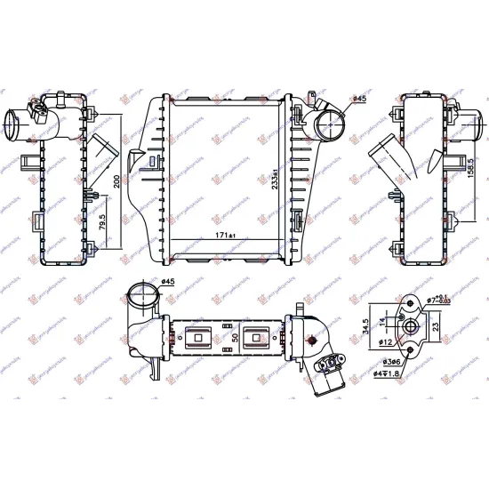 RADIATOR INTERCOOLER 1.0i TURBO (171x233x50) (MAHLE BEHR PREMIUM LINE)