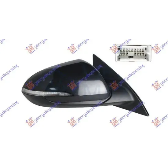 OGLINZI LATERALE ELECTRICE, ÎNCĂLZITE, PLIABILE CU MEMORIE (CU LAMPĂ LATERALĂ : BLIS) (14 pini) (CALITATE A) (GLASS CONVEX)