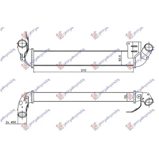 RADIATOR INTERCOOLER 1.5 DCi DIESEL (570x84x50) RADIATOR INTERCOOLER 1.5 DCi DIESEL (570x84x50)