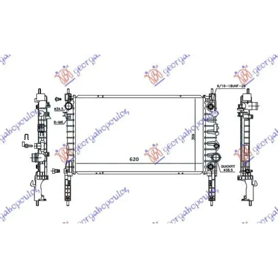 RADIATOR 1.4 16v TURBO AUTOMAT BENZINĂ (620x360x26)