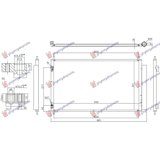 CONDENSER 1.5 HYBRID PETROL (600x355x16) (KOYO) CONDENSER 1.5 HYBRID PETROL (600x355x16) (KOYO)