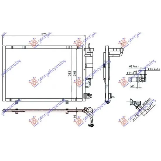 CONDENSER PETROL-1.4TDCi (530x350x16) 2011- (KOYO) CONDENSER PETROL-1.4TDCi (530x350x16) 2011- (KOYO)