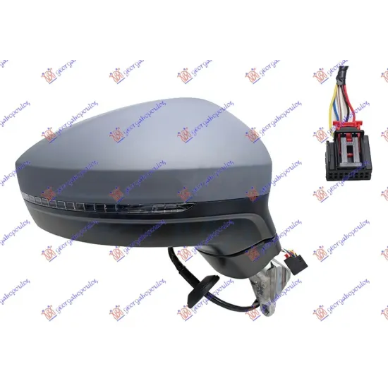 DOOR MIRROR ELECTRICAL HEATED PRIMED (WITH SIDE LAMP) 6 PIN (A QUALITY) (CONVEX GLASS) DOOR MIRROR ELECTRICAL HEATED PRIMED (WITH SIDE LAMP) 6 PIN (A QUALITY) (CONVEX GLASS)