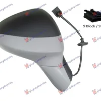 DOOR MIRROR ELECTRICAL HEATED ELECTRICAL FOLDABLE PRIMED 9 PIN (WITH BLIS) (CONVEX GLASS)
