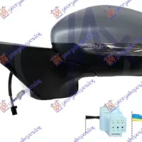 DOOR MIRROR ELECTRICAL HEATED FOLDABLE PRIMED (WITH SIDE LAMP) (6+2 PIN) 2018- (CONVEX GLASS)