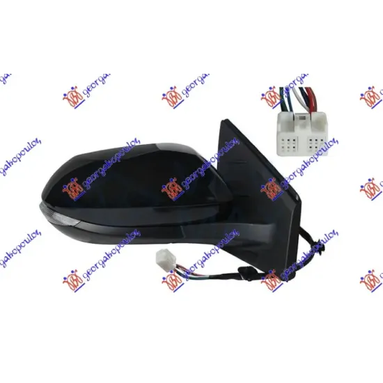 DOOR MIRROR ELECTRICAL HEATED FOLDABLE PRIMED (WITH SIDE LAMP) (8 PIN) (A QUALITY) (CONVEX GLASS)