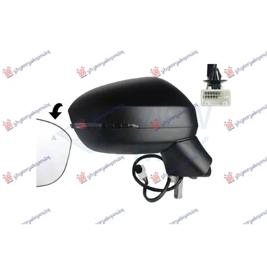 DOOR MIRROR ELECTRICAL HEATED FOLDABLE PRIMED (WITH SIDE LAMP & BLIS) (11 PIN) (A QUALITY) (CONVEX GLASS)