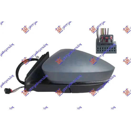 DOOR MIRROR ELECTRICAL HEATED PRIMED (WITH SIDE LAMP & FOOT LAMP) (7 PIN) (A QUALITY) (CONVEX GLASS)