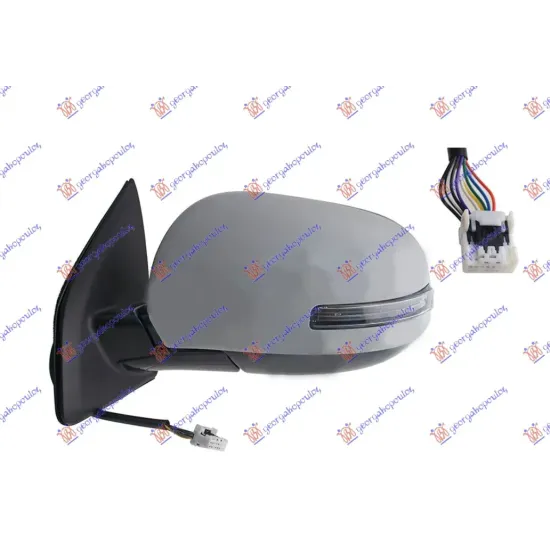 DOOR MIRROR ELECTRICAL HEATED FOLDABLE PRIMED (WITH SIDE LAMP) (A QUALITY) 9 PIN (CONVEX GLASS)