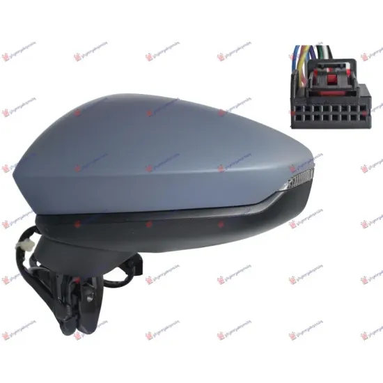 DOOR MIRROR ELECTRICAL HEATED FOLDABLE PRIMED (WITH MEMORY) & SIDE LAMP LED (14 PIN) (A QUALITY) (ASPHERICAL GLASS)
