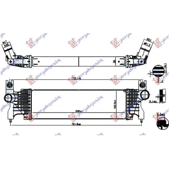 RADIATOR INTERCOOLER 1.6 DDiS DIESEL (520x160x50)