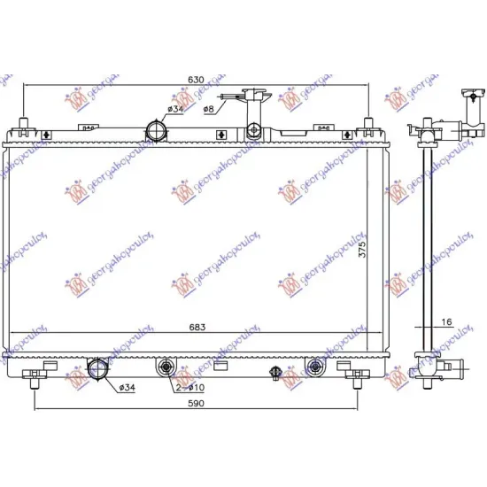 RADIATOR 1.6 16v BENZINĂ AUTO (375x697x16)