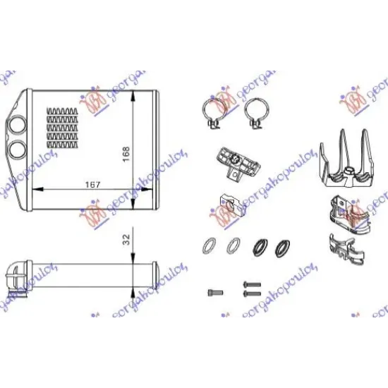 RADIATOR ÎNCĂLZIRE (B) +/-ΑC (167x168) (COMPLET CU KIT)