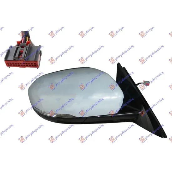 DOOR MIRROR ELECTRIC HEATED FOLDABLE PRIMED (WITH LAMP & FRONT LAMP) (A QUQLITY) 8PIN (CONVEX GLASS)