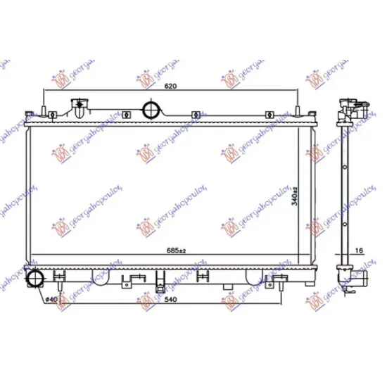 RADIATOR 2.5i BENZINĂ 2.0 DiT DIESEL (340x685x16) (KOYO)
