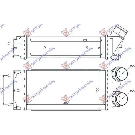 RADIATOR INTERCOOLER 1,6-16V VTI THP (300x150x80)