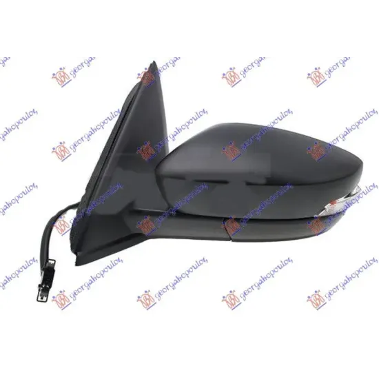 OGLINDĂ EXTERIOARĂ ELECTRICĂ ÎNCĂLZITĂ GRUNDUITĂ (CU LAMPĂ LATERALĂ)