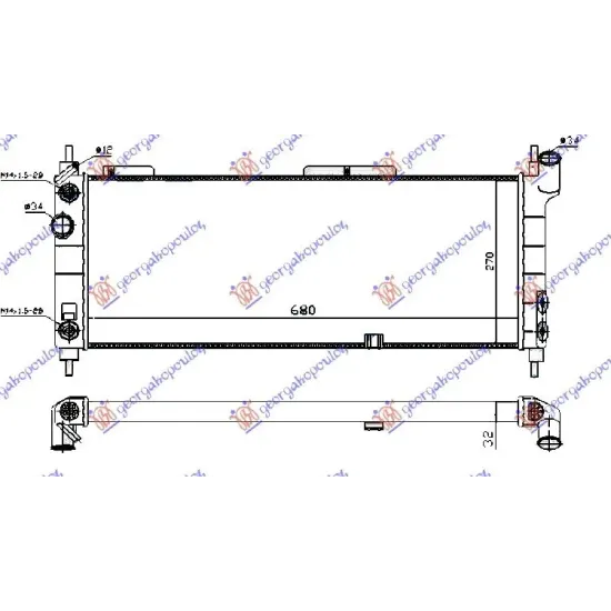 RADIATOR 1.4-1.6 +A/C (68x28)AUTO (DIAGONAL) (MAHLE BEHR)