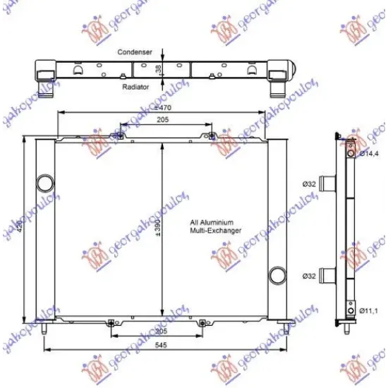 RADIATOR +CONDENSOR (FIX) 1.5DCI K9K700/704