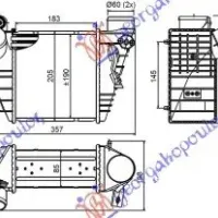 RADIATOR INTERCOOLER BENZINĂ -DSL(18.3x19,5x8,5)18mm