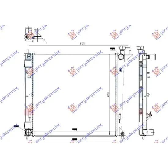 RADIATOR 1.7 CRDi DIESEL MANUAL (480x480x16)