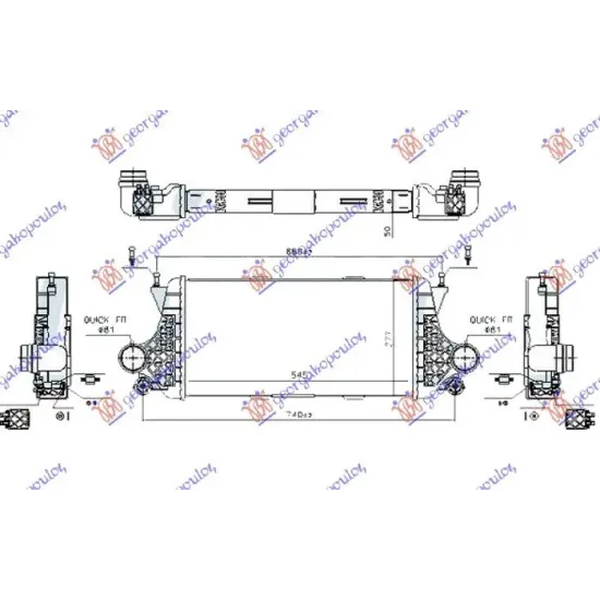 RADIATOR INTERCOOLER 2.2 DIESEL (545x277x50)