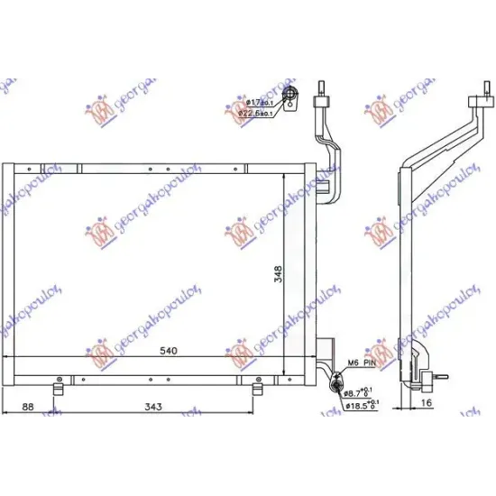 CONDENSOR 1,6 TDCi -14 (54x34,8x16)