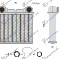 RADIATOR ÎNCĂLZIRE - PARTEA POSTERIOARĂ A/C (131x166x32)