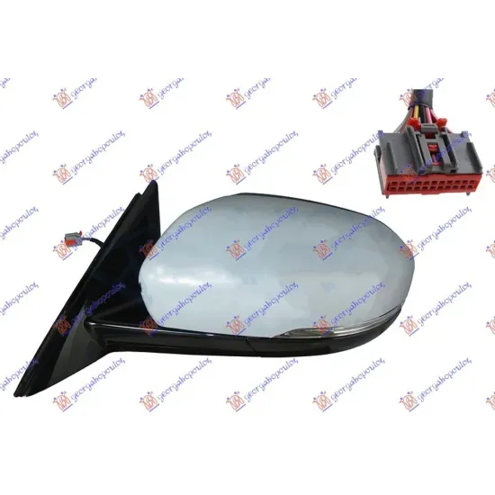 DOOR MIRROR ELECTRIC HEATED FOLDABLE PRIMED (WITH LAMP & FRONT LAMP & SENSOR) (A QUQLITY) 10PIN (CONVEX GLASS)