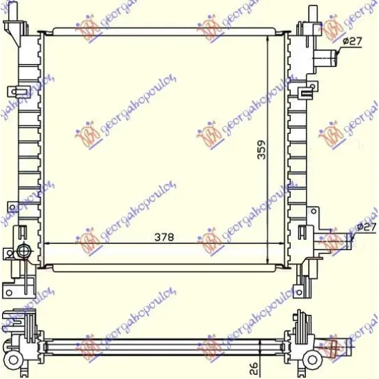 RADIATOR BENZINĂ +AC (38x36) (MAHLE BEHR)