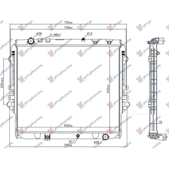 RADIATOR 2.4 D DIESEL MANUAL (550x650x27) (KOYO)