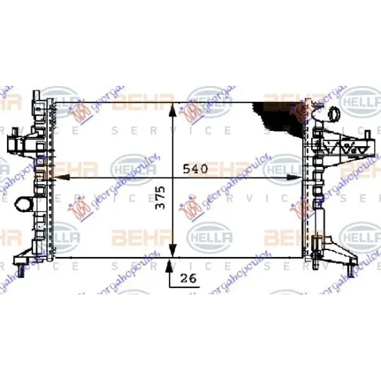 RADIATOR 1.4-1.8 ΜΑΝ. +/-AC (54x38) (DIAGONAL) (MAHLE BEHR)