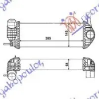 RADIATOR INTERCOOLER 1.5 DCi DIESEL (385x145x64) TUBURI CU Șuruburi