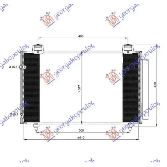 CONDENSOR BENZINĂ-DIESEL 04- (610x370x16)