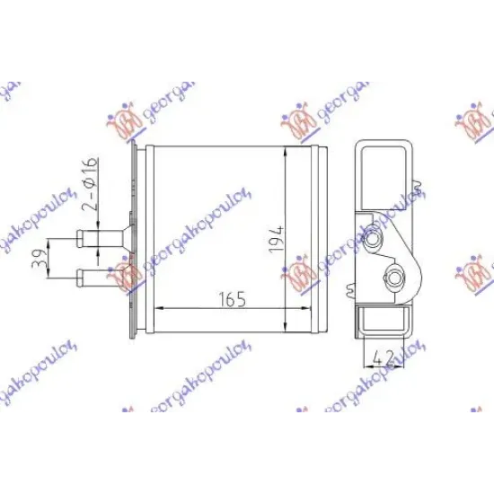 RADIATOR ÎNCĂLZIRE (M) +/-AC (165x194x42) TIP MARELLI