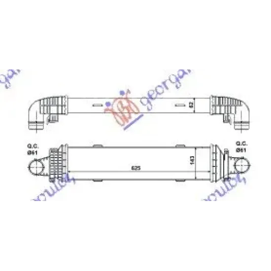 RADIATOR INTERCOOLER 2,1-3,0 CDi (62,5x143x62)