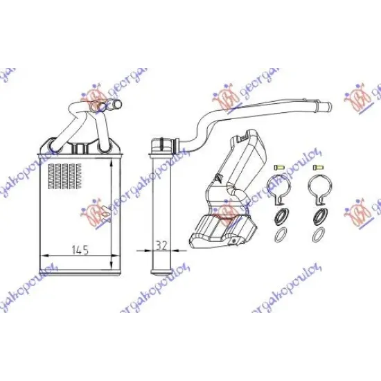 RADIATOR ÎNCĂLZIRE (B) +/-ΑC (205x145) (COMPLET CU TUBURI)