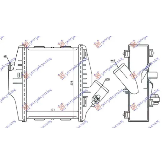 RADIATOR INTERCOOLER 0.8 Cdi DIESEL (171x233x50)