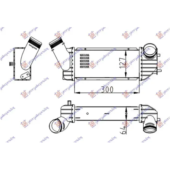 RADIATOR INTERCOOLER 2.0 HDi DIESEL (300x125x64) RADIATOR INTERCOOLER 2.0 HDi DIESEL (300x125x64)