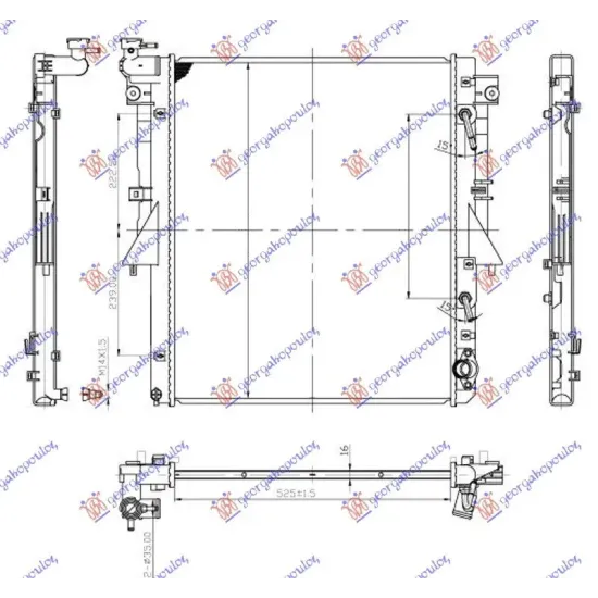 RADIATOR 2,4 DI-D DIESEL AUTO (525x643x16) (4N15)