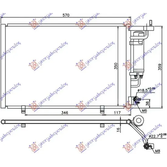 CONDENSOR 1,25-1,4-1,6 EFi BENZINĂ - 1,5 TDCi DIESEL (520x320x16)