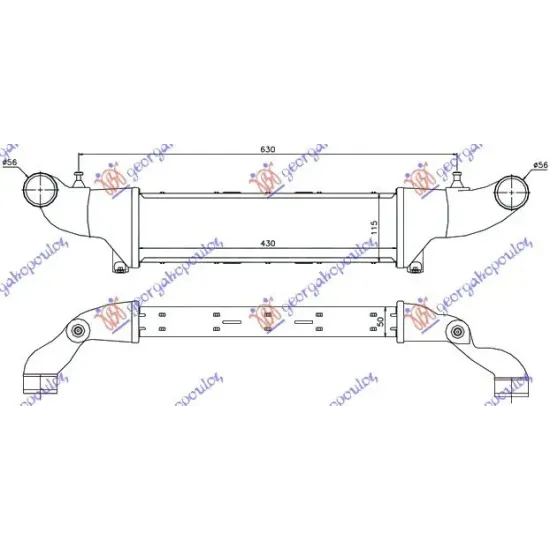 RADIATOR INTERCOOLER 2,0i-16V COM.-2,2CDi-2,5TDi43x11