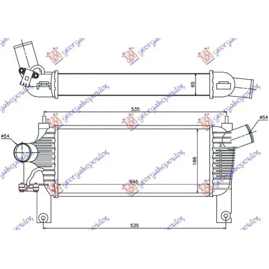 RADIATOR INTERCOOLER 2,5 DCI (44,3x19x64)