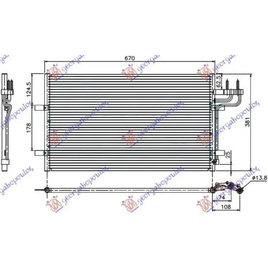 CONDENSOR BENZINĂ -DIESEL (62,8x37,4x1,6)