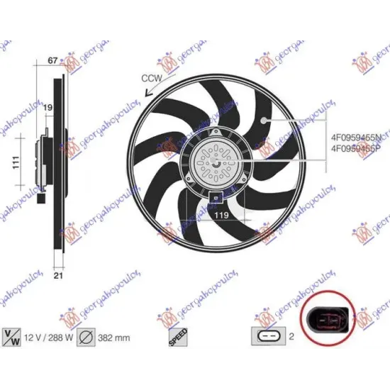 VENTILATOR RĂCIRE (MOTOR+ÎNVELIȘ) 3.0 TFSI BENZINĂ (382 mm) (2 pini) VENTILATOR RĂCIRE (MOTOR+ÎNVELIȘ) 3.0 TFSI BENZINĂ (382 mm) (2 pini)