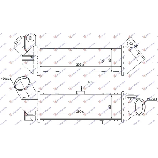 RADIATOR INTERCOOLER 1.9TDI DIESEL (295-90-85) RADIATOR INTERCOOLER 1.9TDI DIESEL (295-90-85)